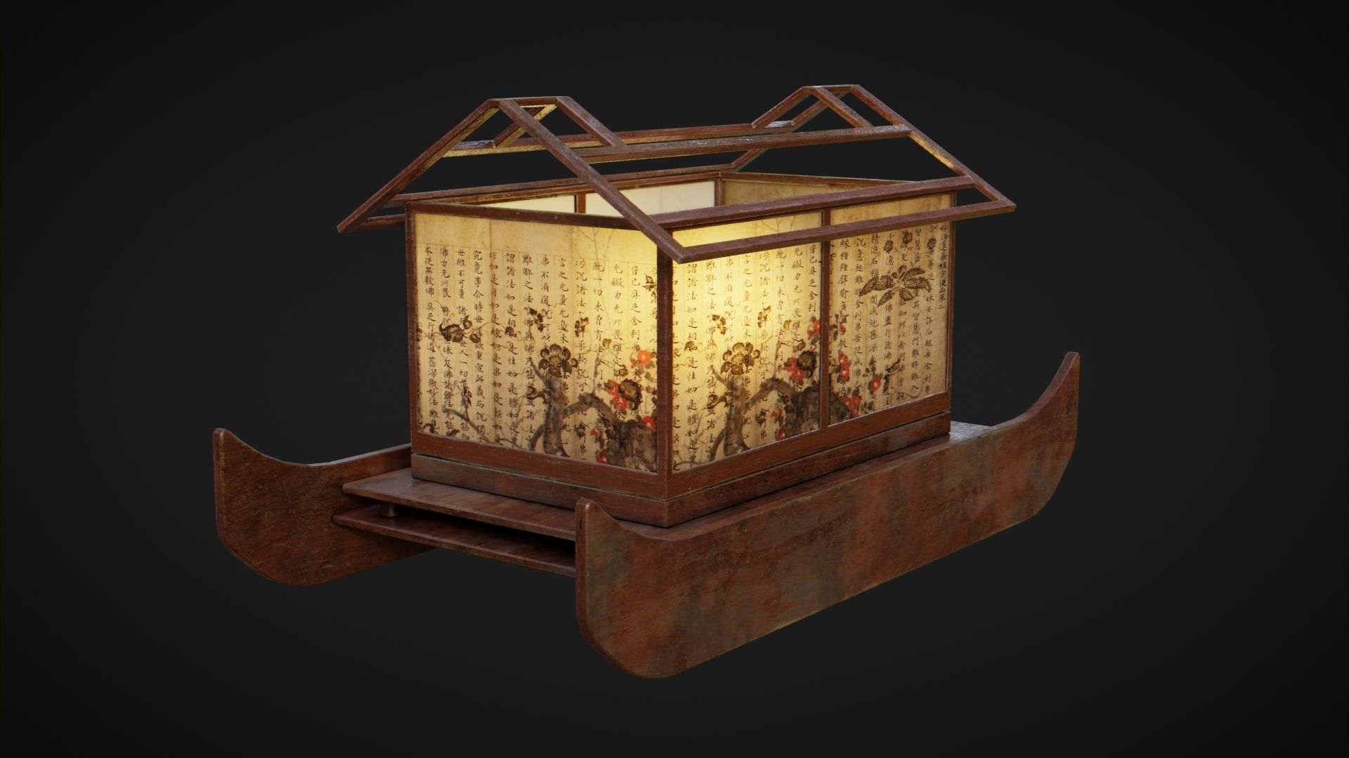 Lantern Boat Low-poly 3D model_4