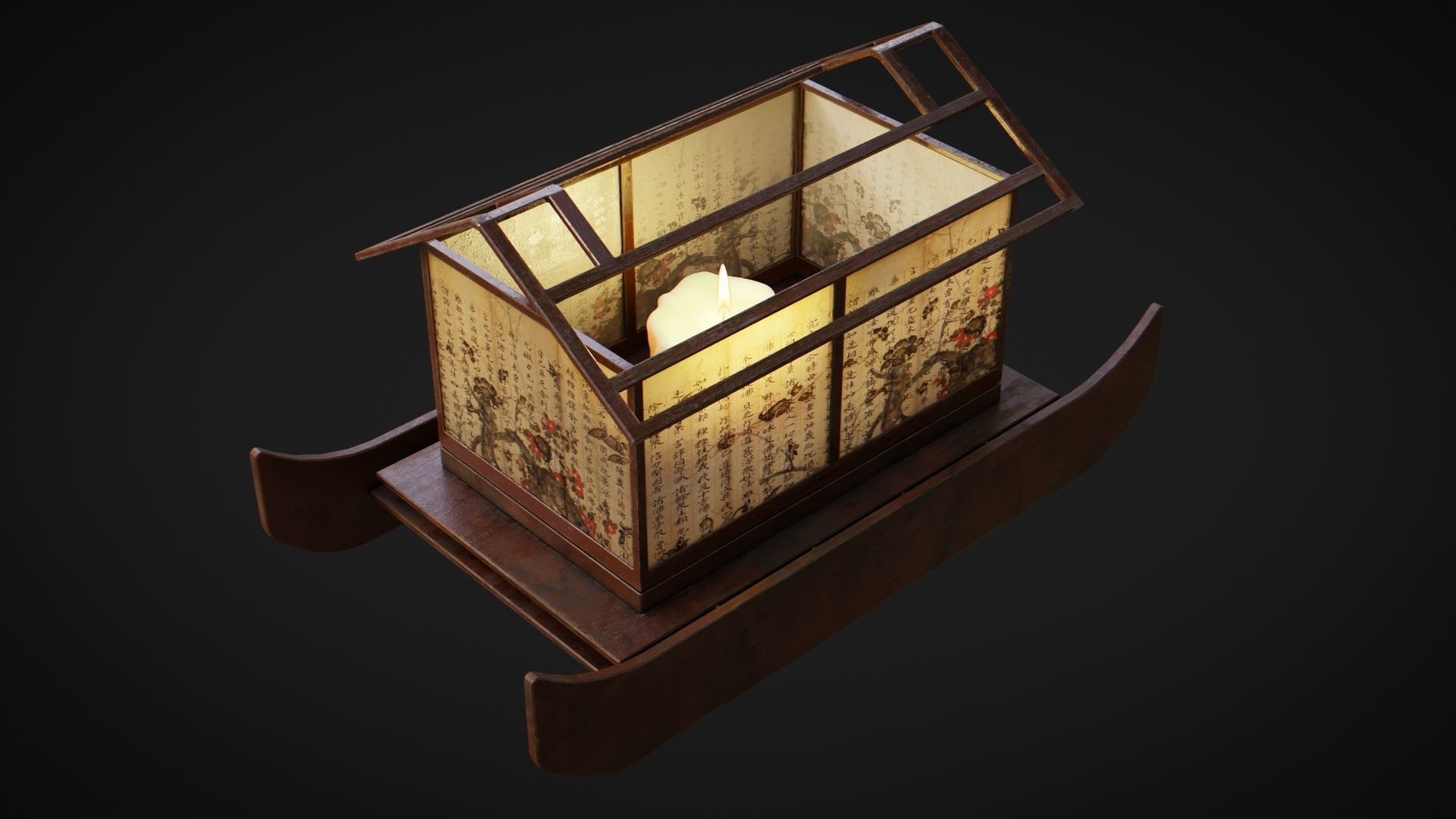 Lantern Boat Low-poly 3D model_2