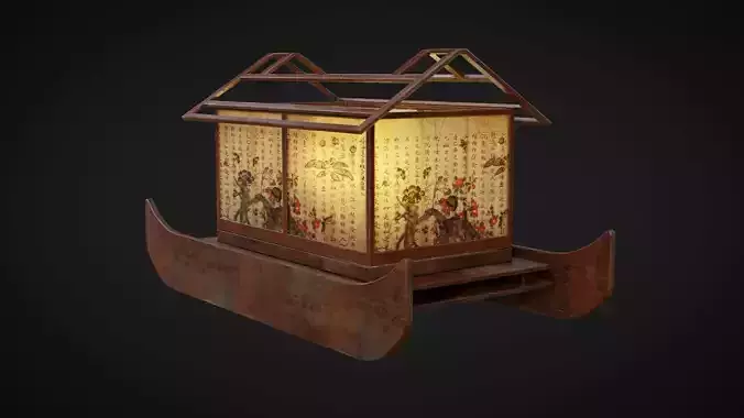 Lantern Boat Low-poly 3D model