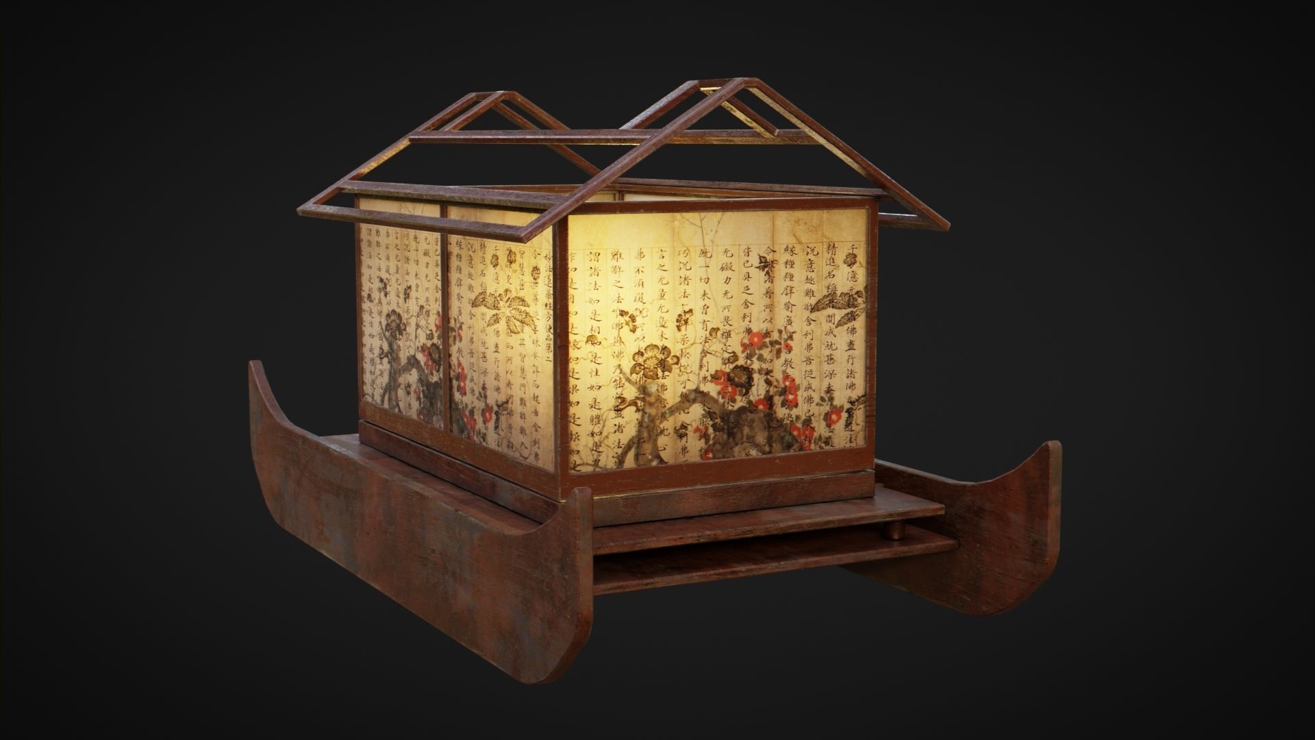 Lantern Boat Low-poly 3D model_1