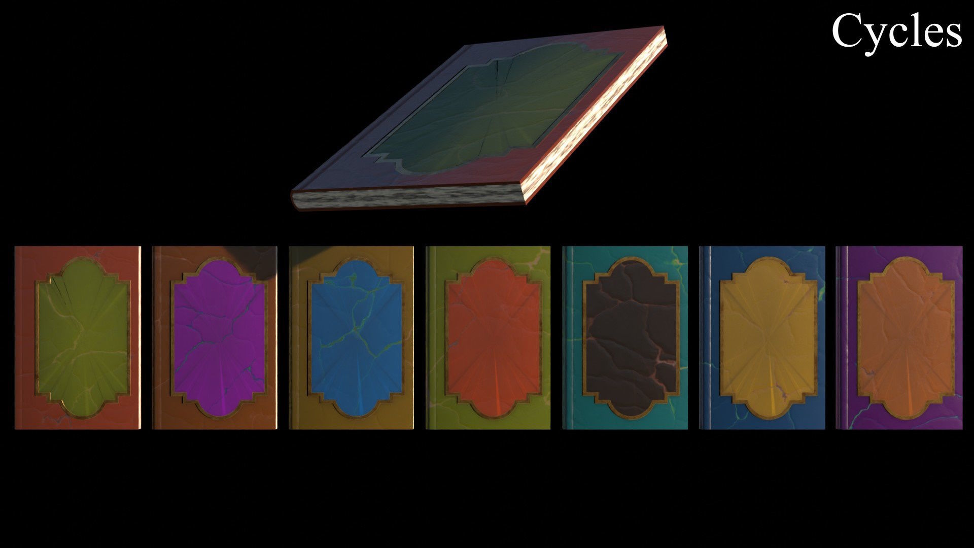 Old Magic Spells Books Low-poly 3D model_40