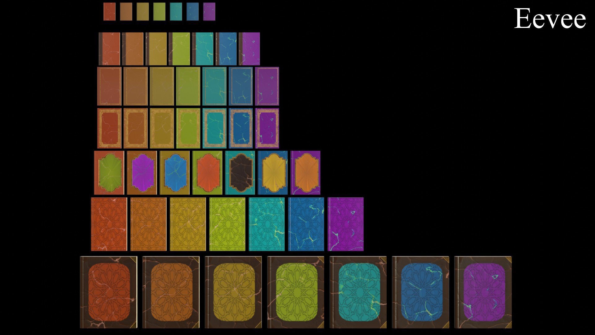 Old Magic Spells Books Low-poly 3D model_1