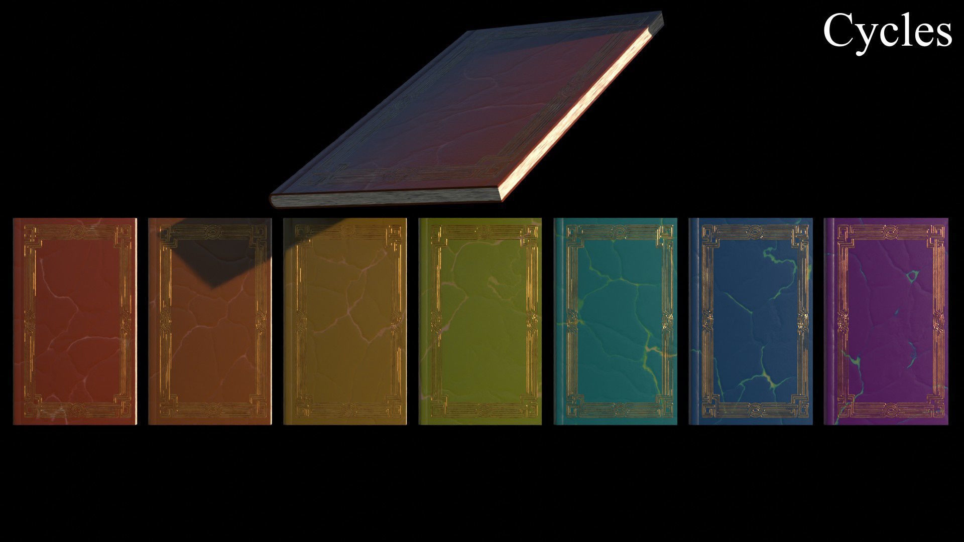 Old Magic Spells Books Low-poly 3D model_32