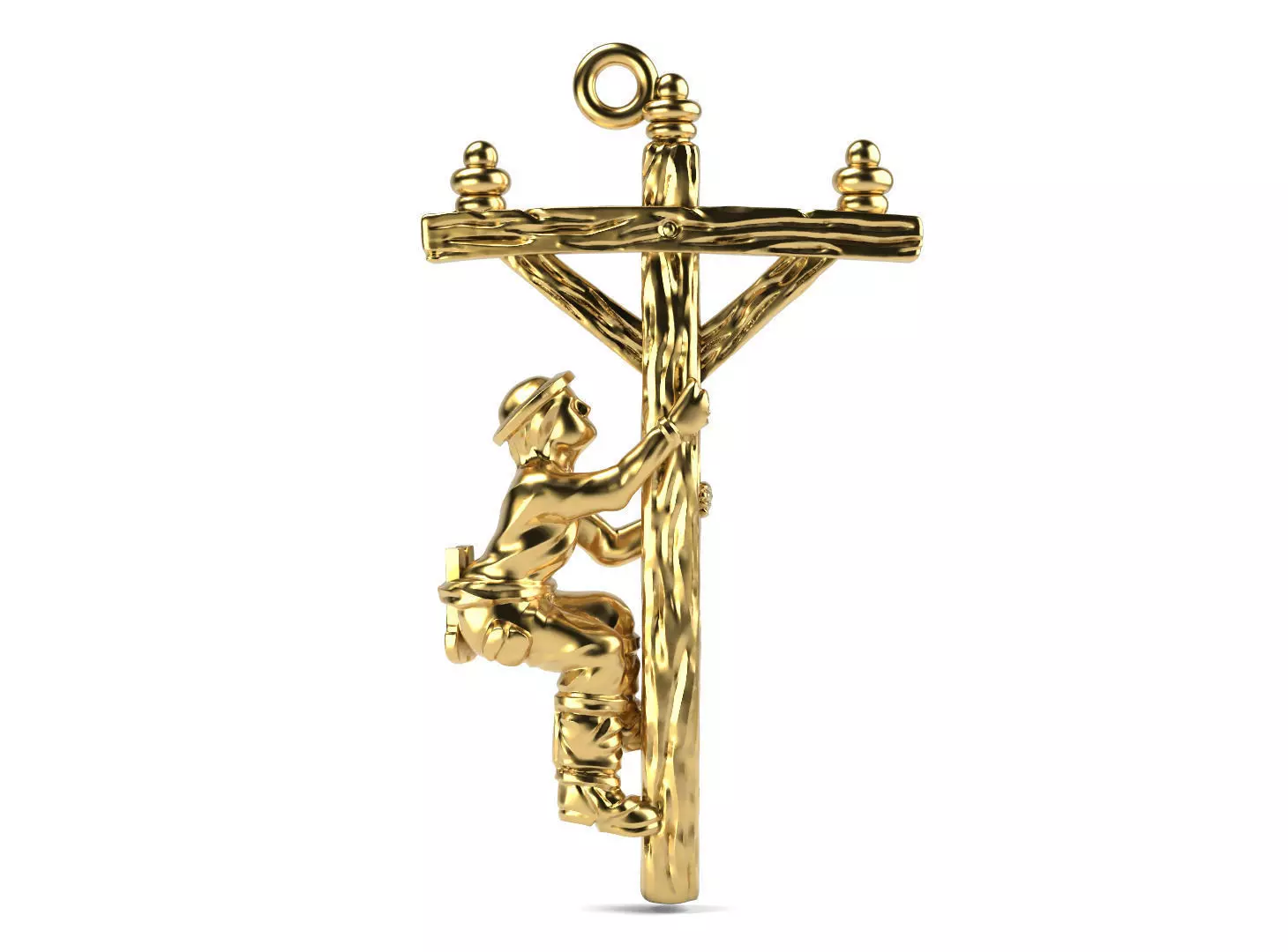 Electrician jesus on cross pendant in gold 3D print model_0