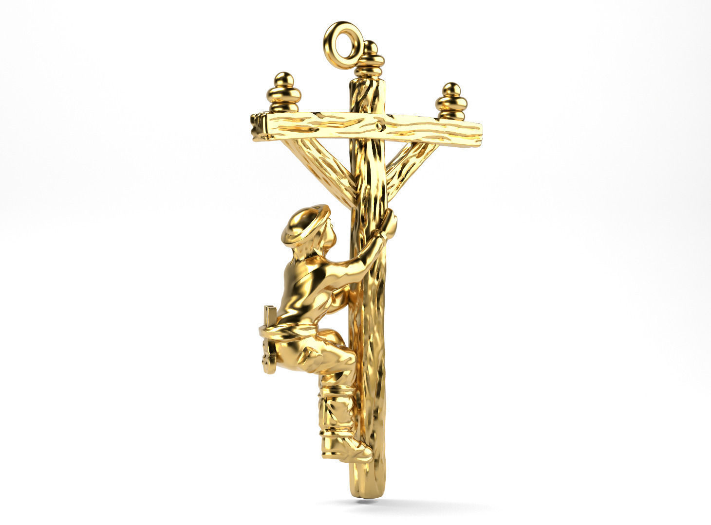 Electrician jesus on cross pendant in gold 3D print model_1