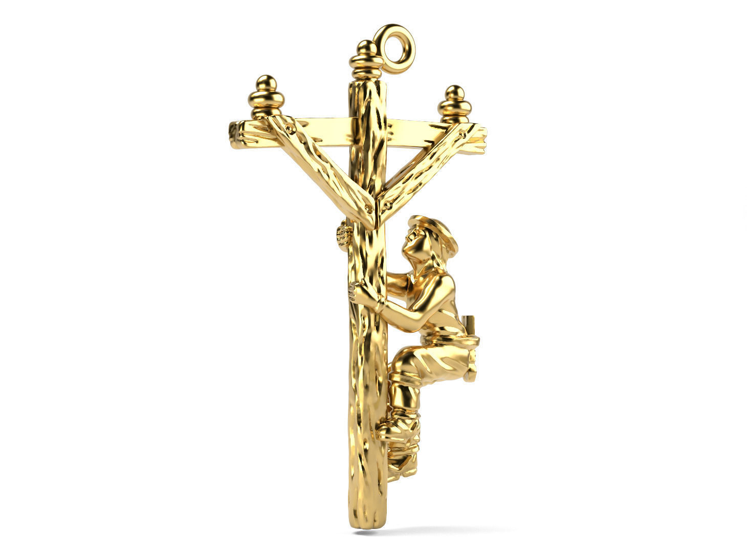 Electrician jesus on cross pendant in gold 3D print model_2