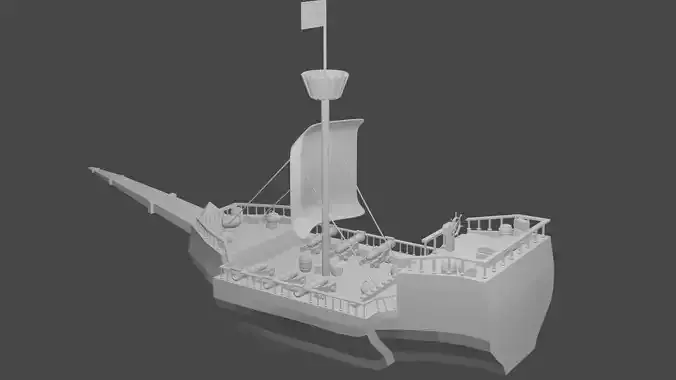 Pirate ship boat no texture blender 3D model