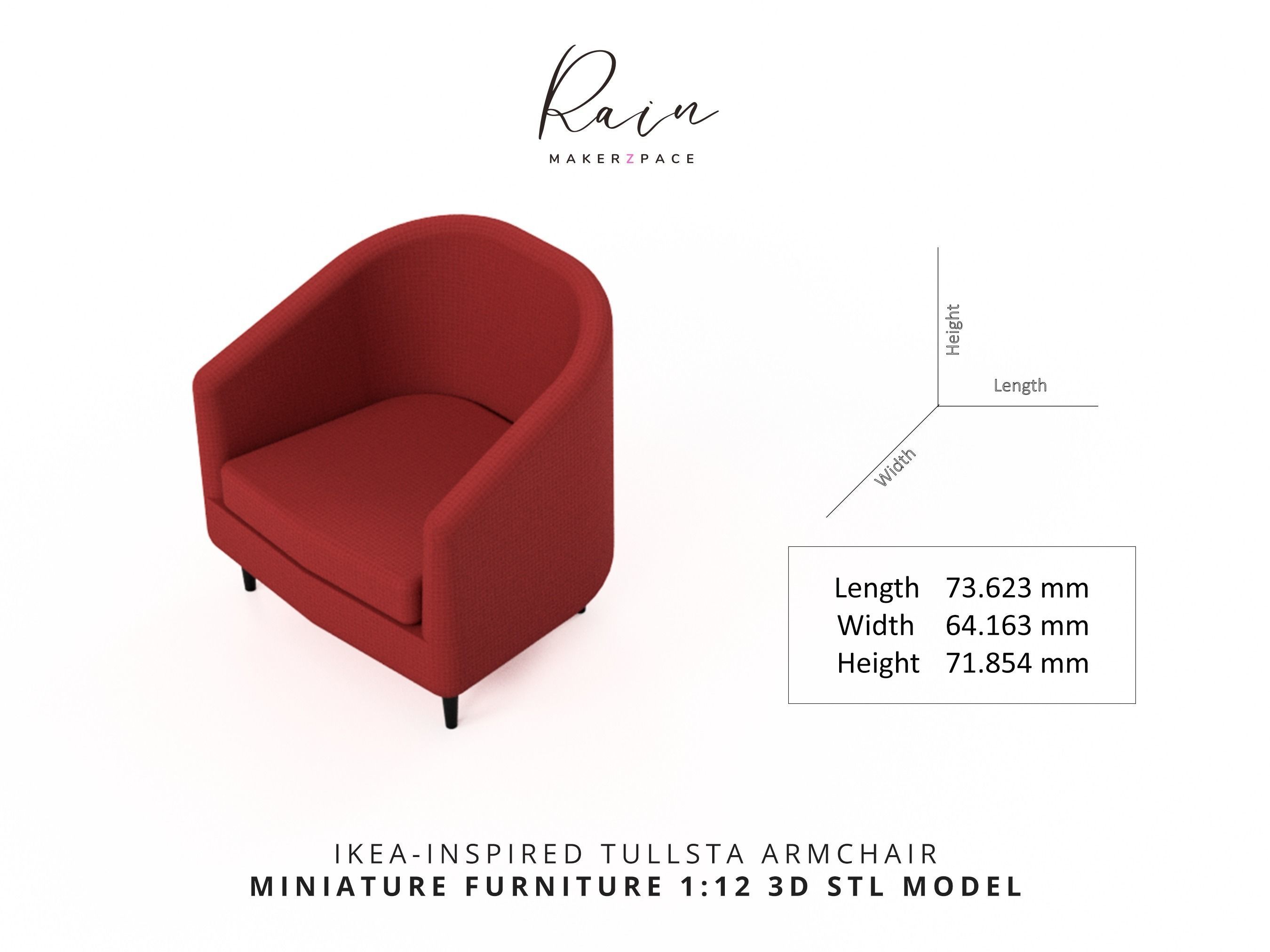 IKEA INSPIRED TULLSTA ARMCHAIR MINIATURE FURNITURE 3D print model_3