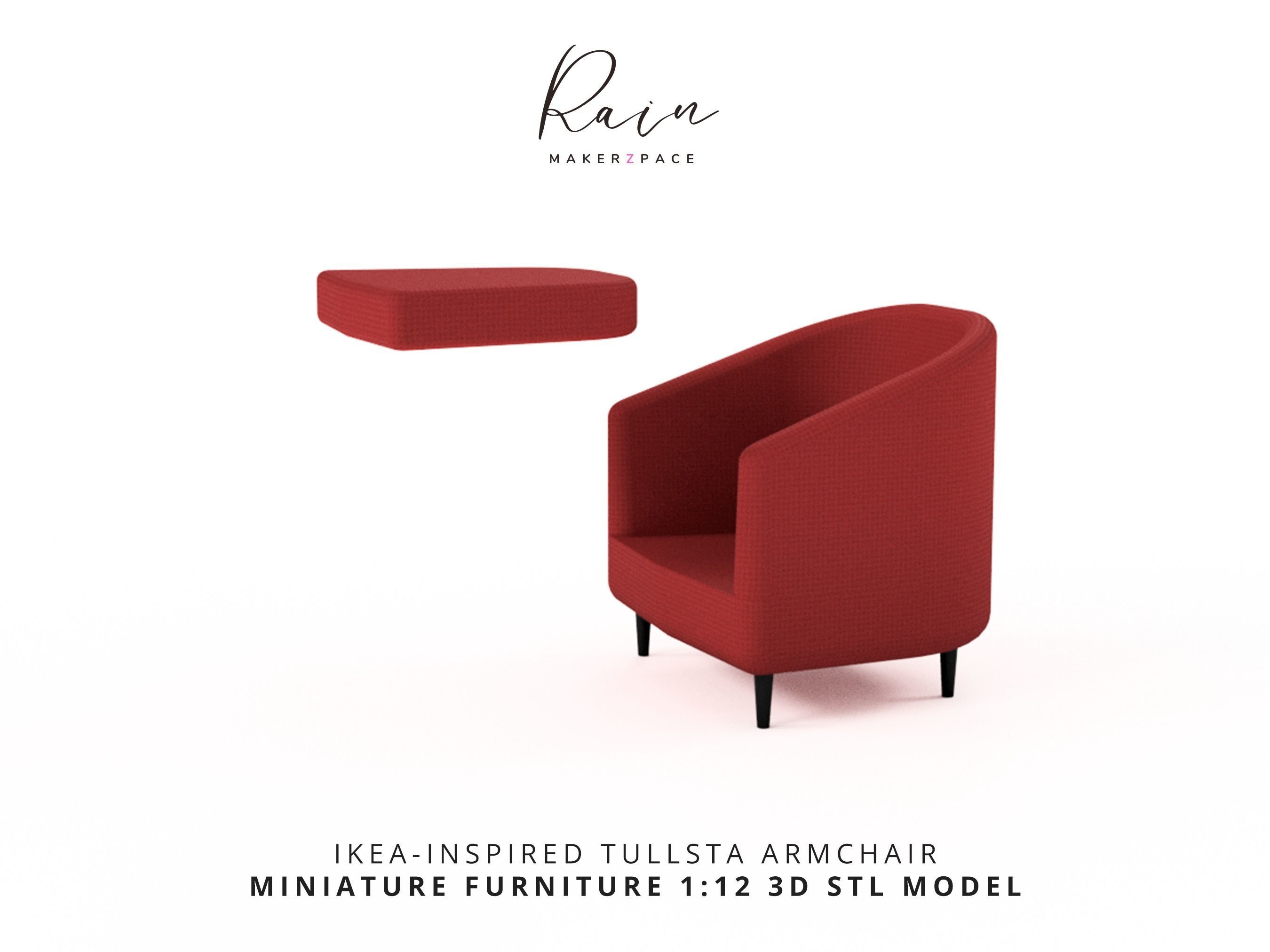 IKEA INSPIRED TULLSTA ARMCHAIR MINIATURE FURNITURE 3D print model_1