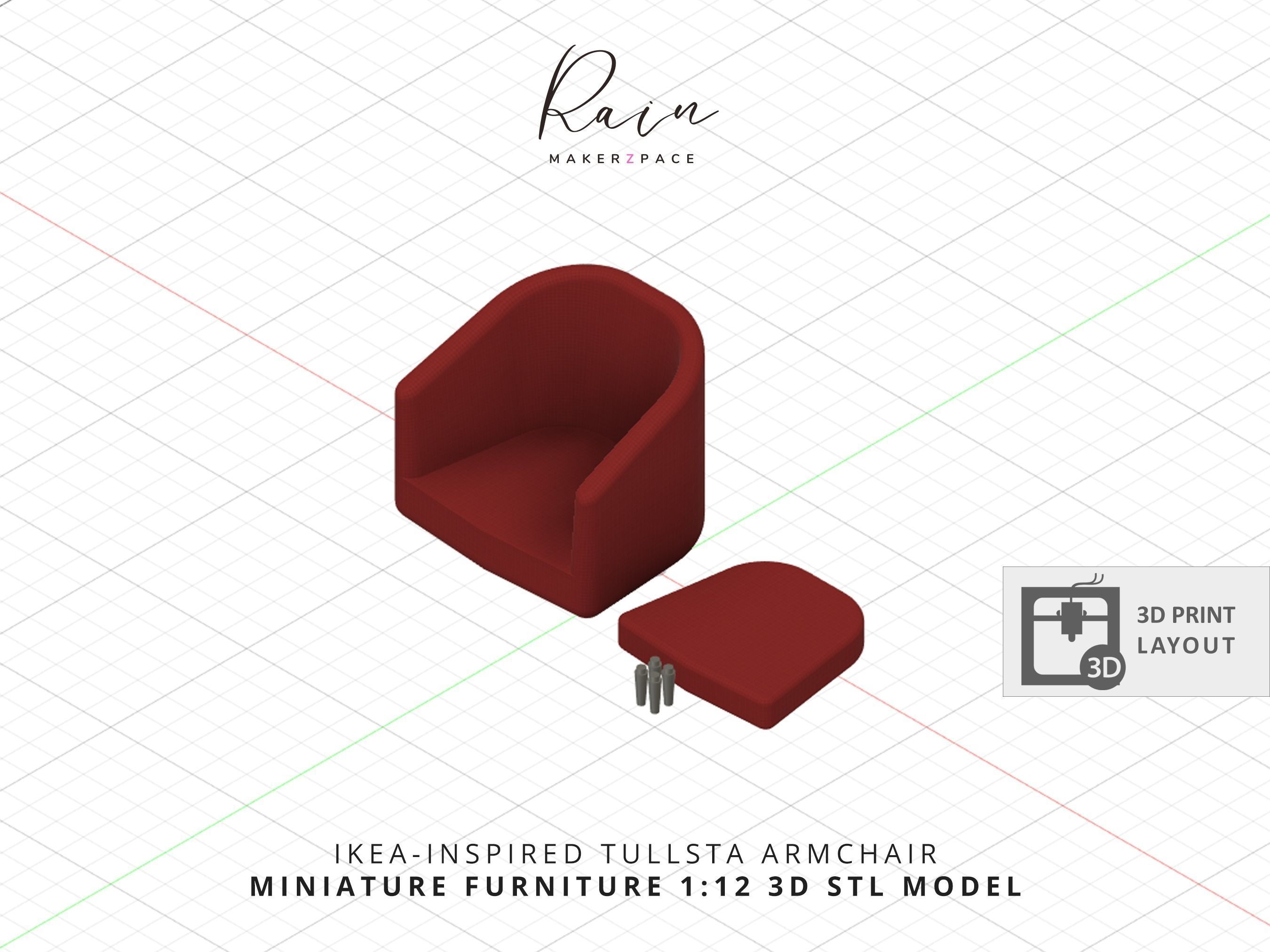 IKEA INSPIRED TULLSTA ARMCHAIR MINIATURE FURNITURE 3D print model_2