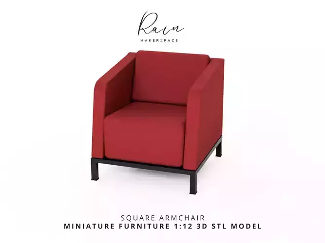 SQUARE ARM CHAIR MINIATURE FURNITURE DOLLHOUSE ARMCHAIR