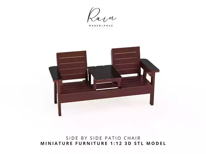 MINIATURE DOUBLE CHAIR BENCH WITH TABLE