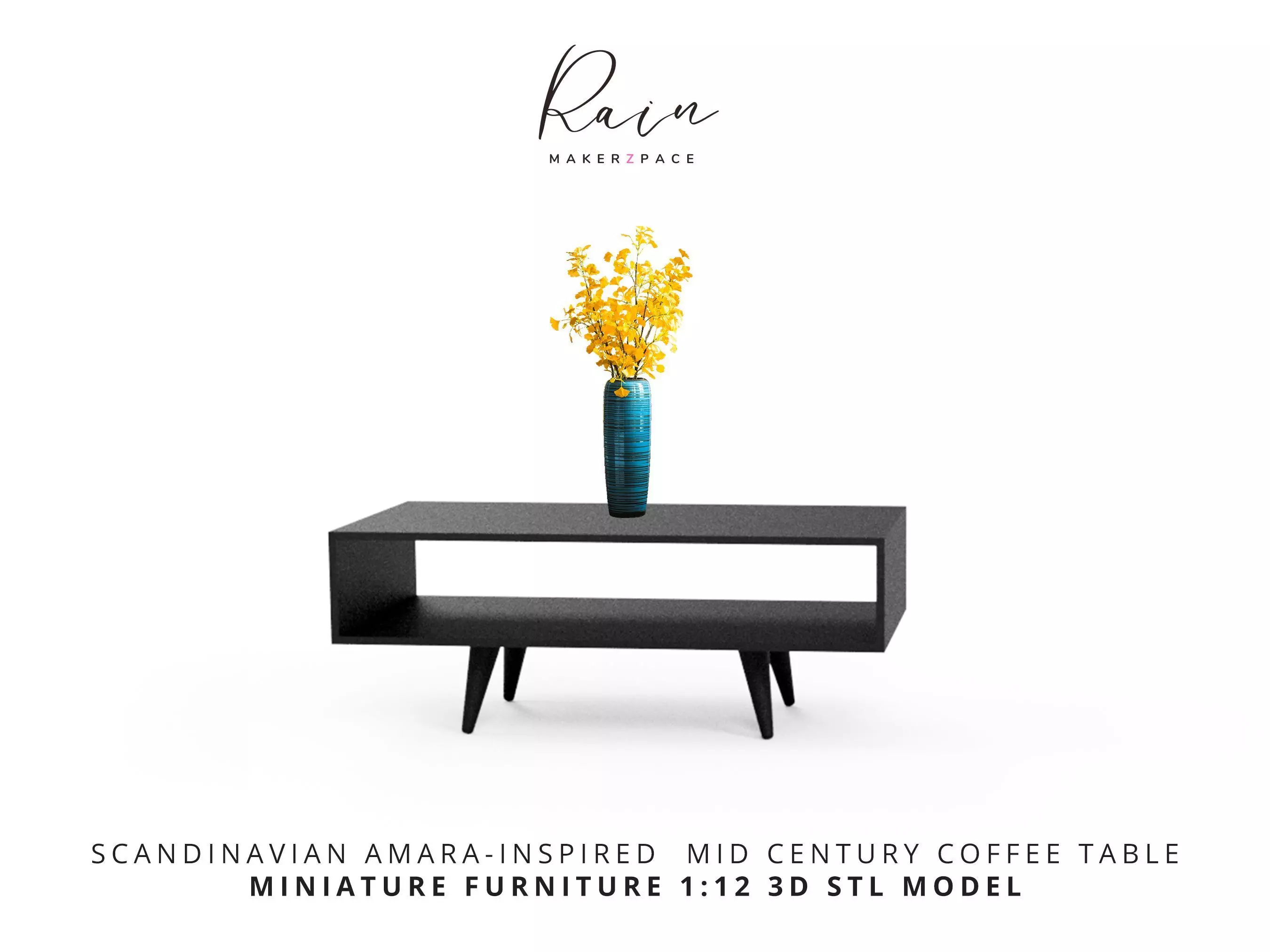 COFFEE TABLE WITH OPEN SHELF MINIATURE TABLE 3D print model