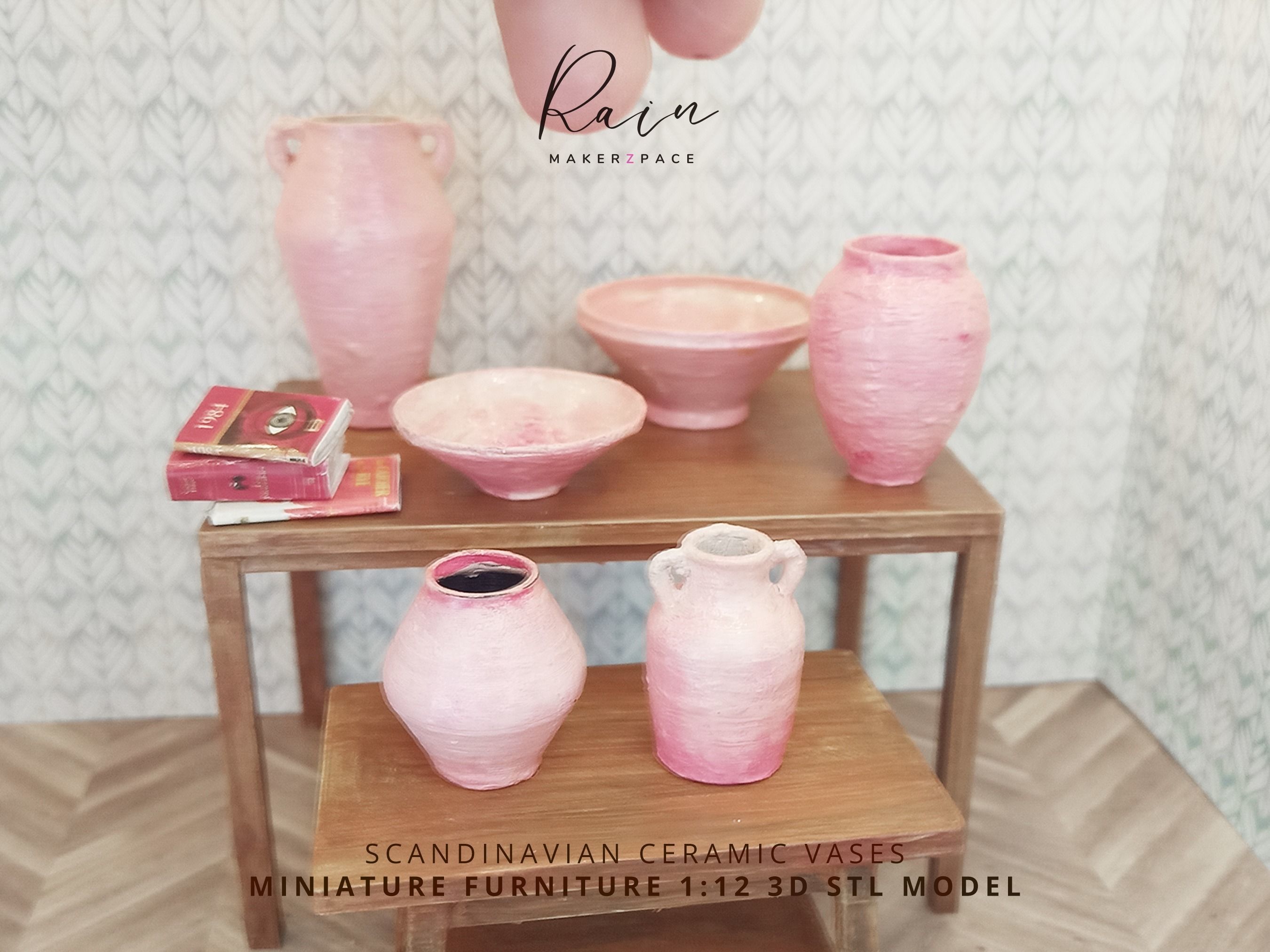 MINIATURE SCANDINAVIAN VASES Ceramic Vases DOLLHOUSE VASES 3D print model_2
