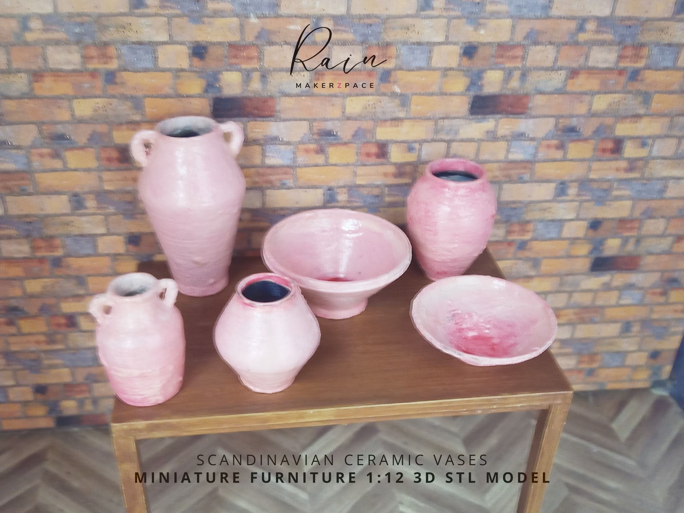MINIATURE SCANDINAVIAN VASES Ceramic Vases DOLLHOUSE VASES 3D print model_4