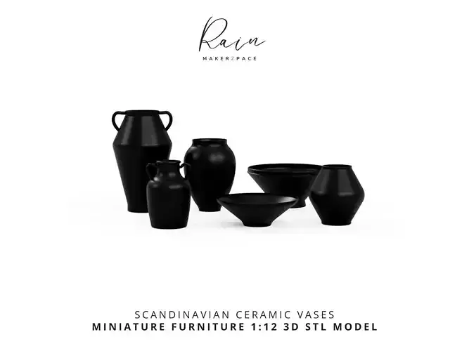 MINIATURE SCANDINAVIAN VASES Ceramic Vases DOLLHOUSE VASES 3D print model MINIATURE SCANDINAVIAN VASES Ceramic Vases DOLLHOUSE VASES 3D print model