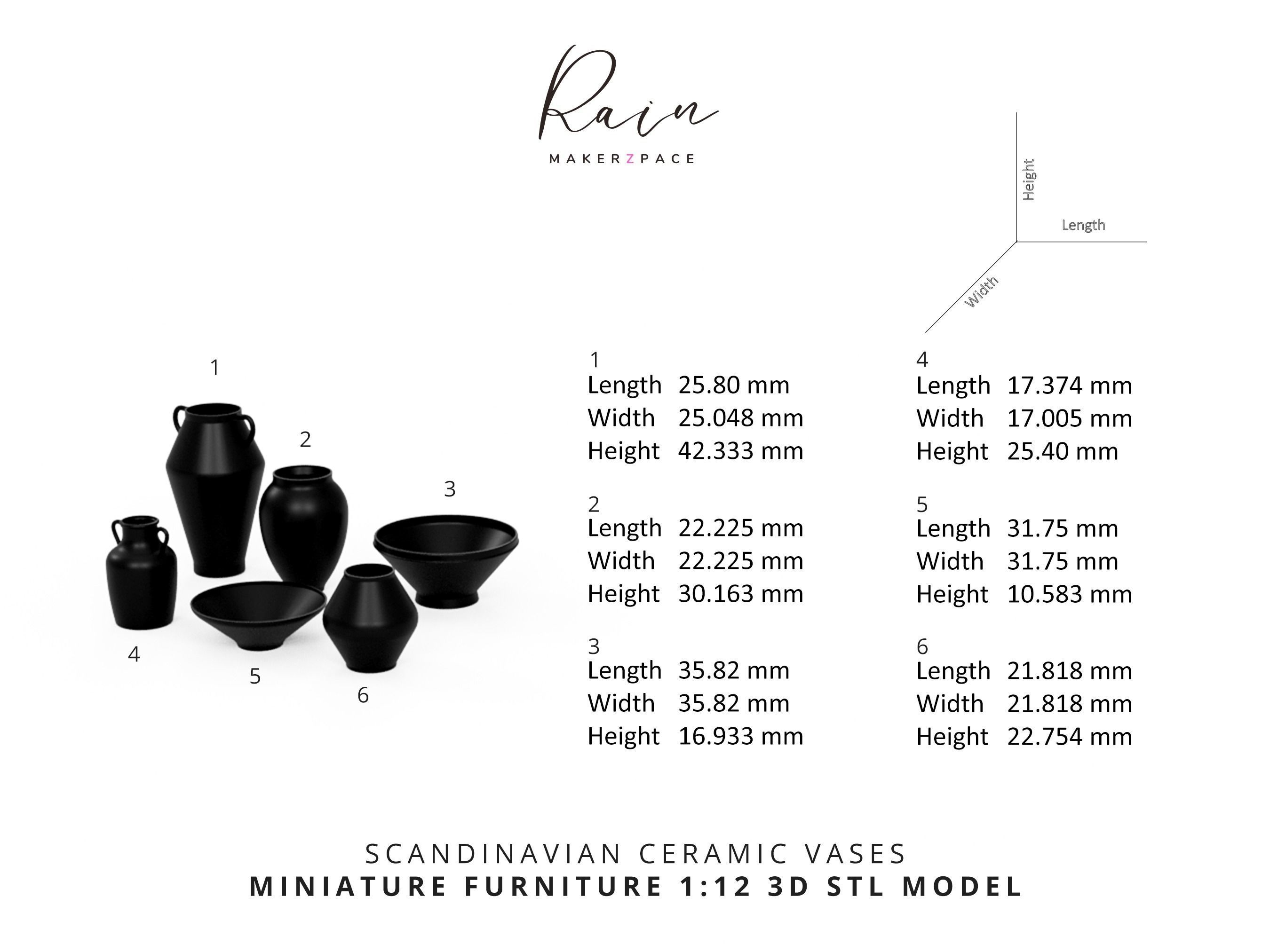 MINIATURE SCANDINAVIAN VASES Ceramic Vases DOLLHOUSE VASES 3D print model_5