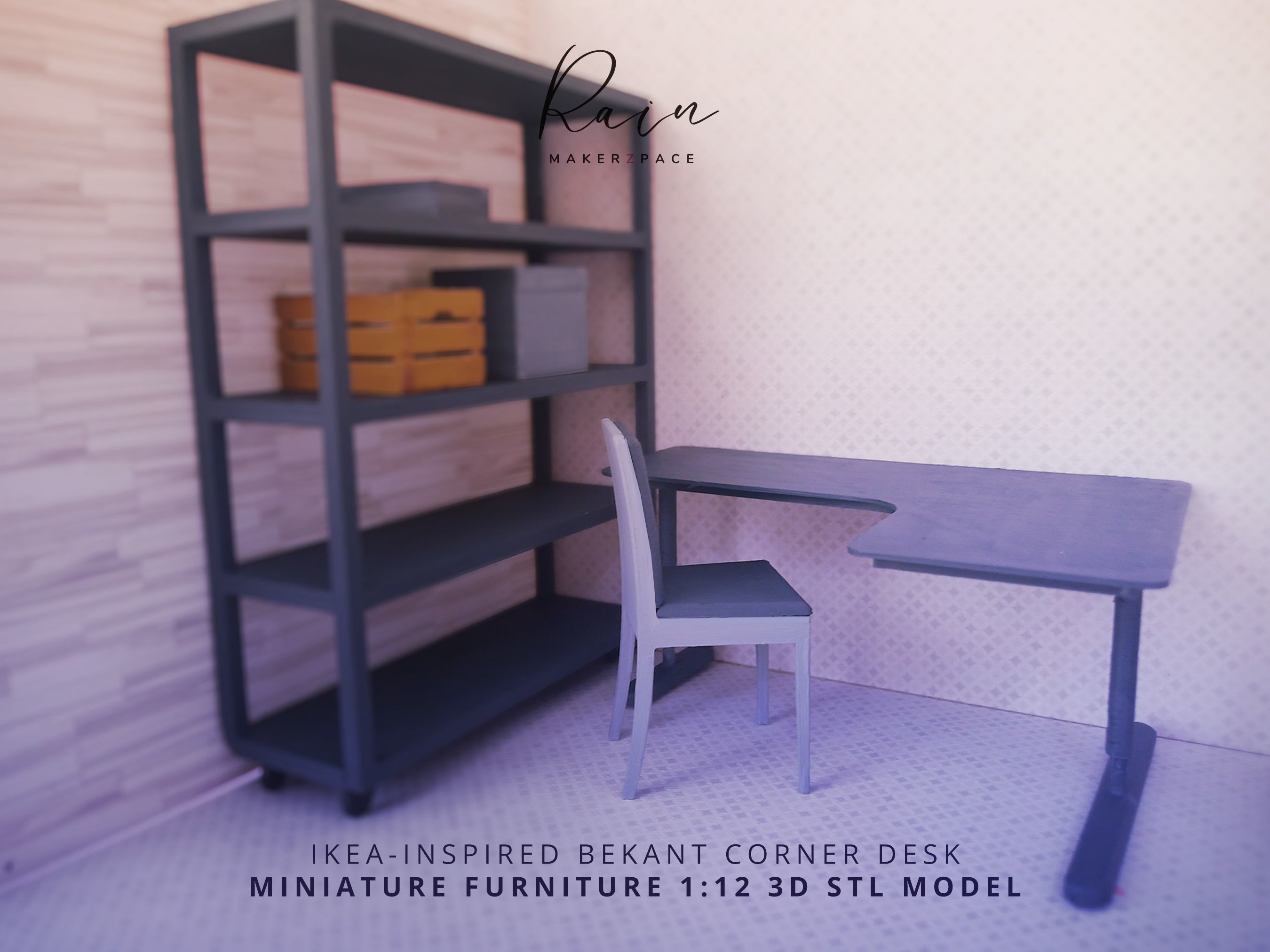 MINIATURE IKEA INSPIRED BEKANT CORNER DESK 3D print model_2