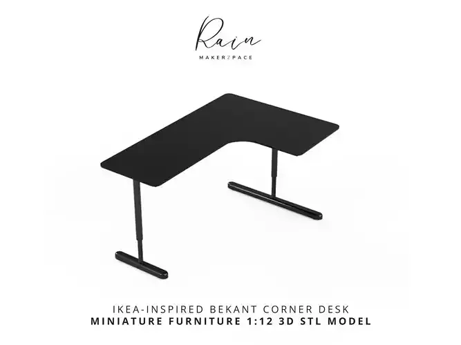 MINIATURE IKEA INSPIRED BEKANT CORNER DESK 3D print model