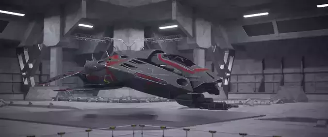 3D Sci Fi Hangar Interior Low-poly 3D model