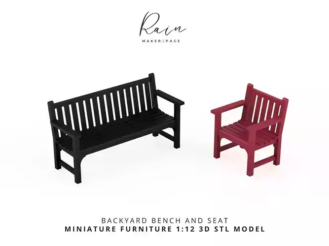 BACKYARD BENCH AND SEAT MINIATURE FURNITURE