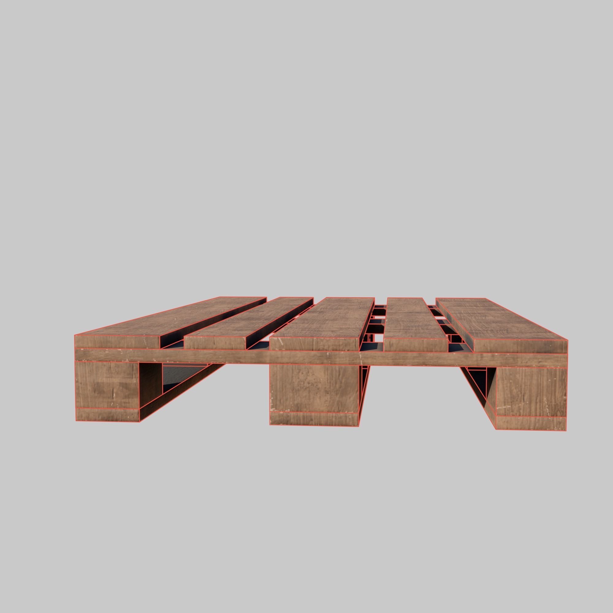 Wooden pallet Low-poly 3D model_6