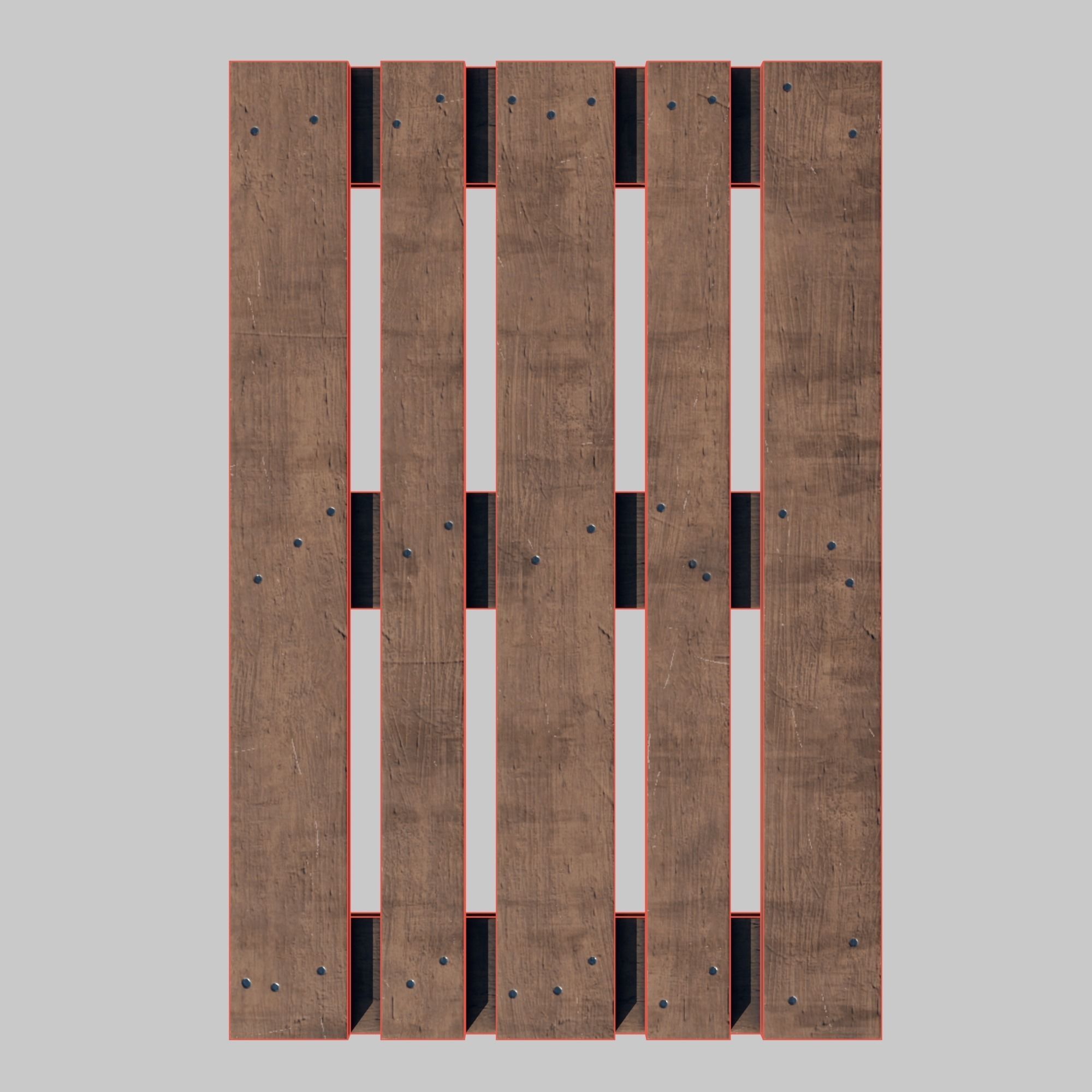 Wooden pallet Low-poly 3D model_7