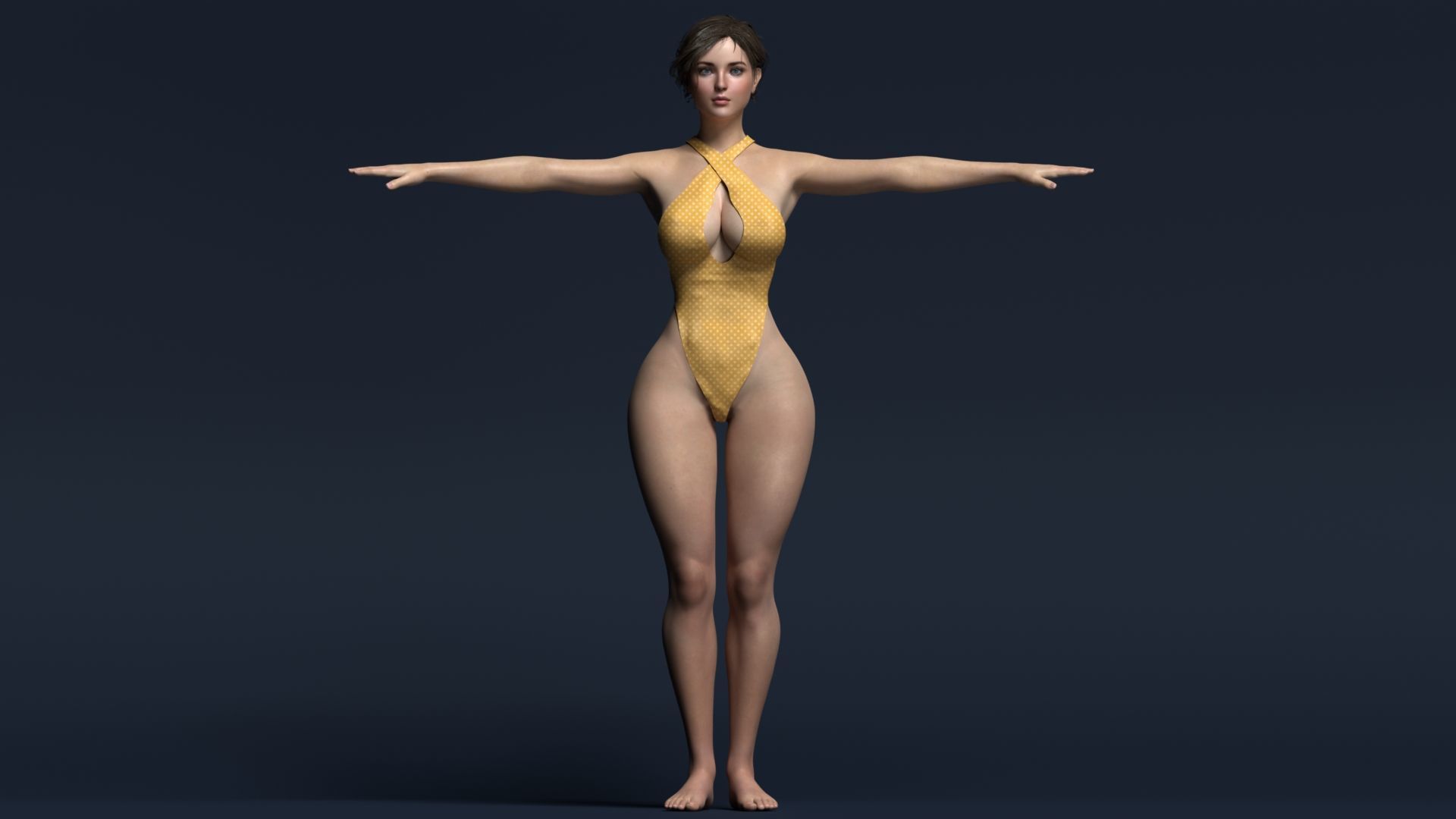 Female Character 3d Model Fully Rigged - Anna Low-poly 3D model_1