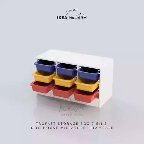 MINIATURE IKEA INSPIRED TROFAST STORAGE BOX 9 BINS 