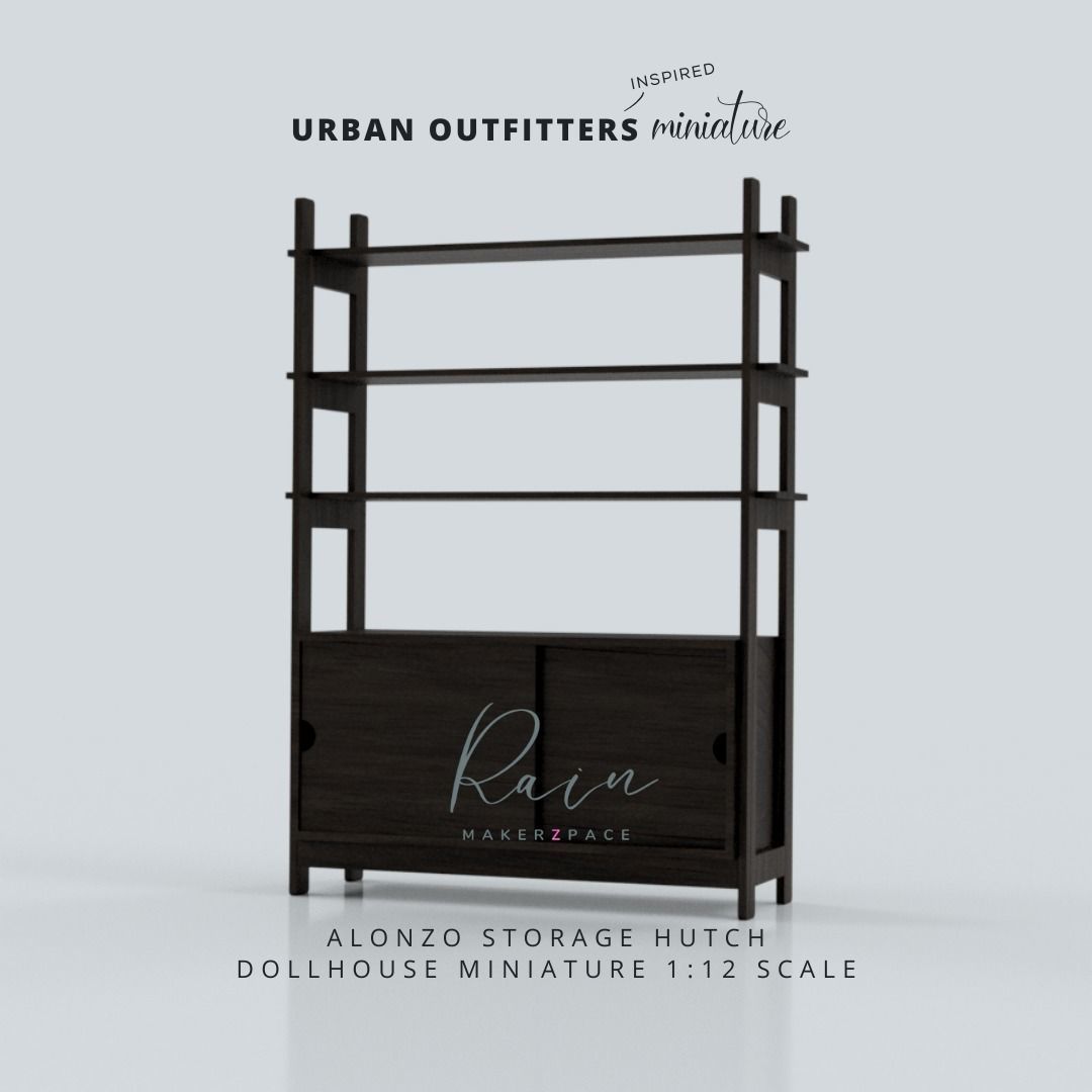 MINIATURE FURNITURE ALONZO STORAGE HUTCH 3D print model_1