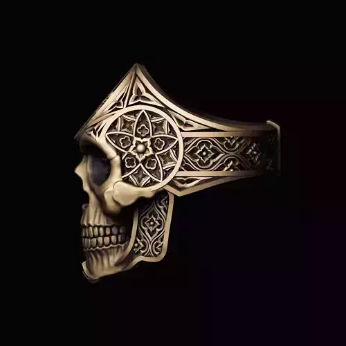 RIng Skull in ghotic style 3D print model