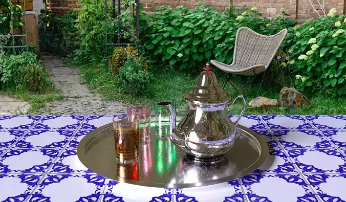 Arabic teapot with table