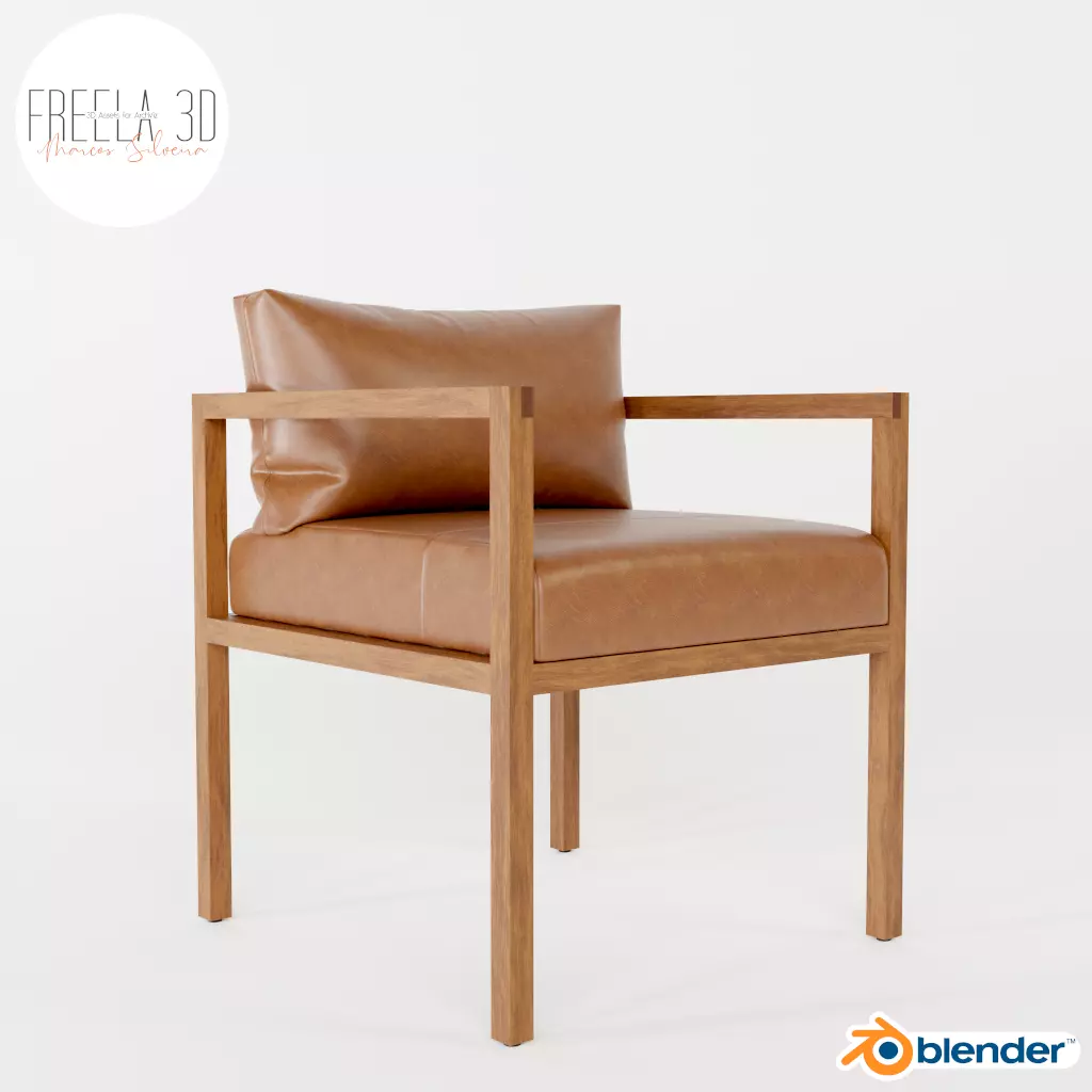 Eve Dining Chair in Leather 3D model