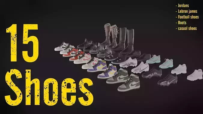 Shoes collection Pack Jordans Nike Grafton Brogue - 3D model  3D model