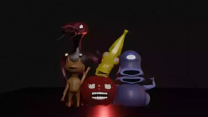 Turbo Aliens fantasy creatures set of 5 rigged characters pack