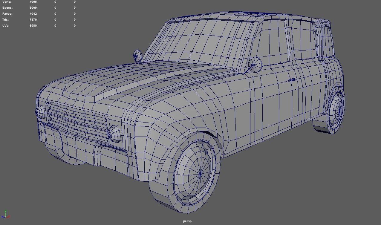 Low Poly Classic Car 02 Low-poly 3D model_8