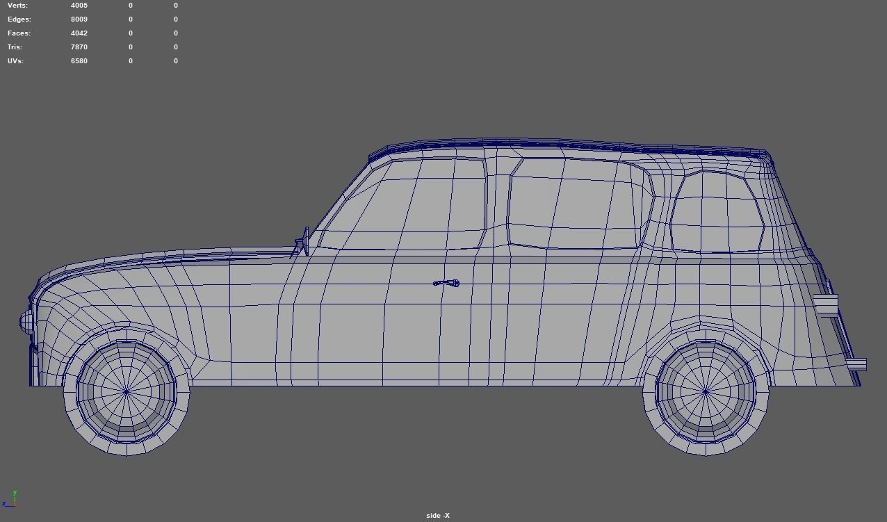 Low Poly Classic Car 02 Low-poly 3D model_11