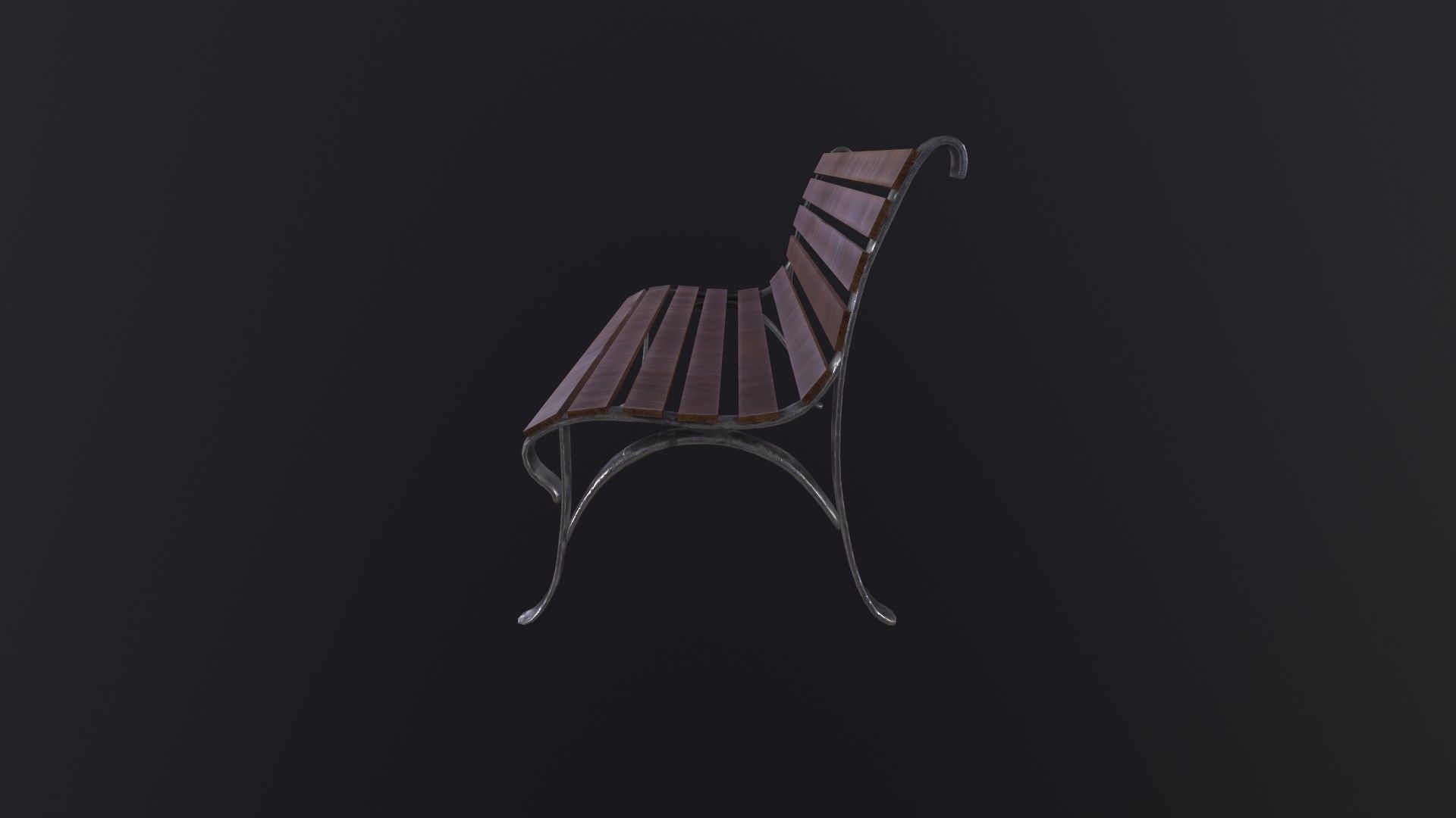 Street Bench 3D Model Low-poly 3D model_4
