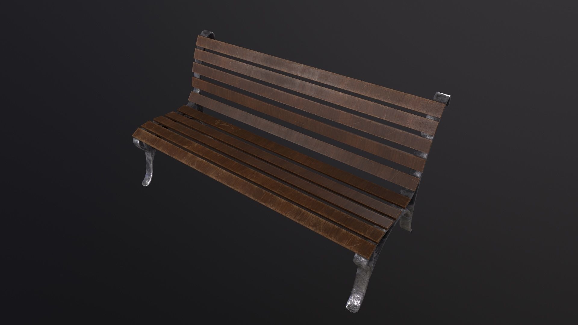 Street Bench 3D Model Low-poly 3D model_3