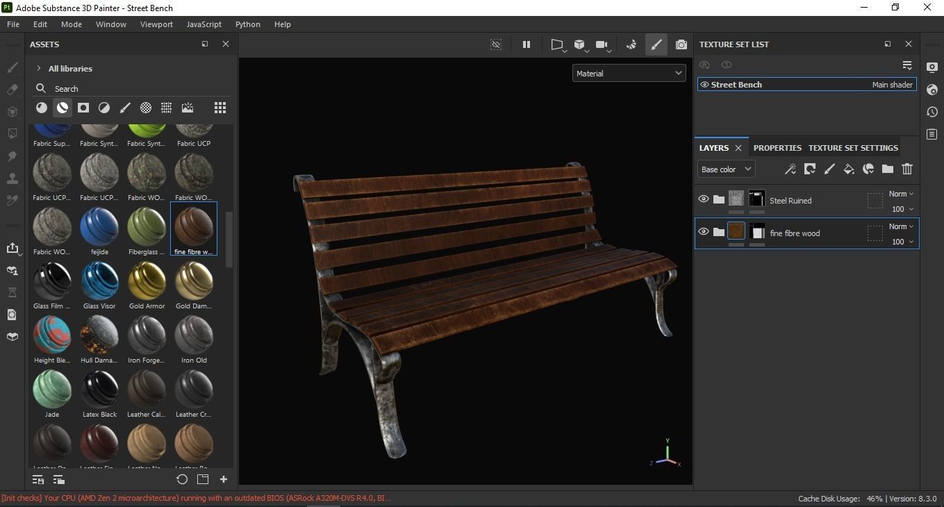 Street Bench 3D Model Low-poly 3D model_6
