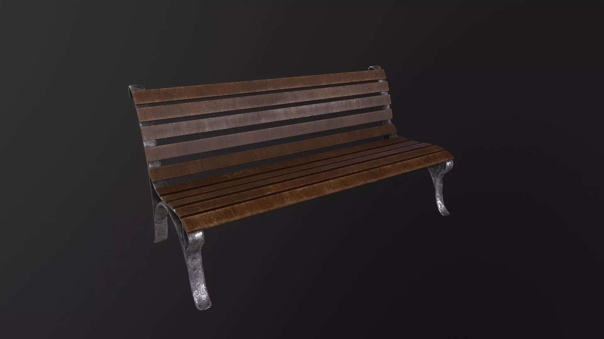 Street Bench 3D Model Low-poly 3D model_0