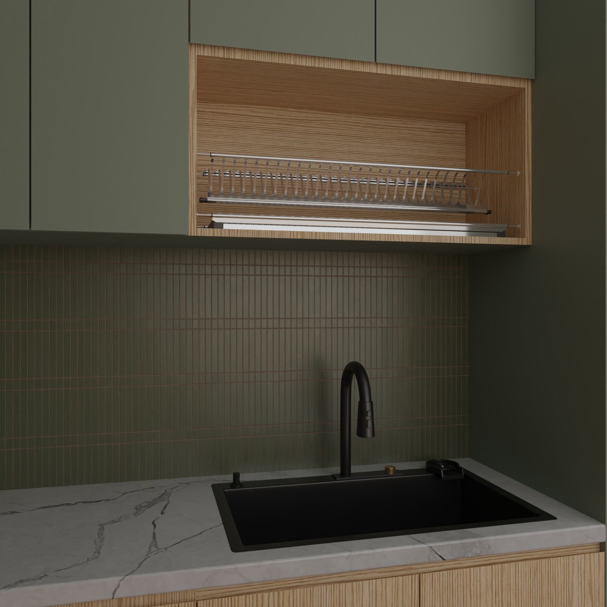 Modular Kitchen Cabinet with Sink Cooker and Hob 3D model_5