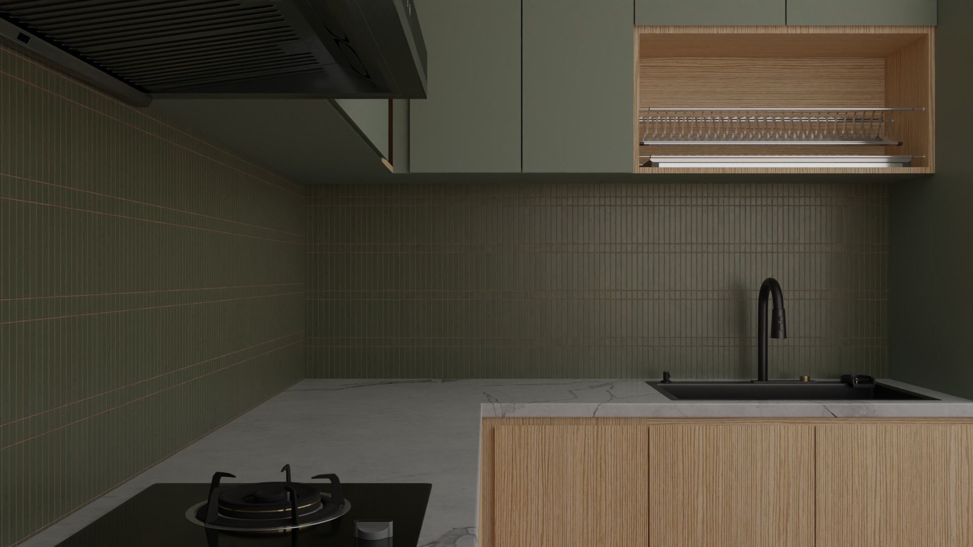 Modular Kitchen Cabinet with Sink Cooker and Hob 3D model_4