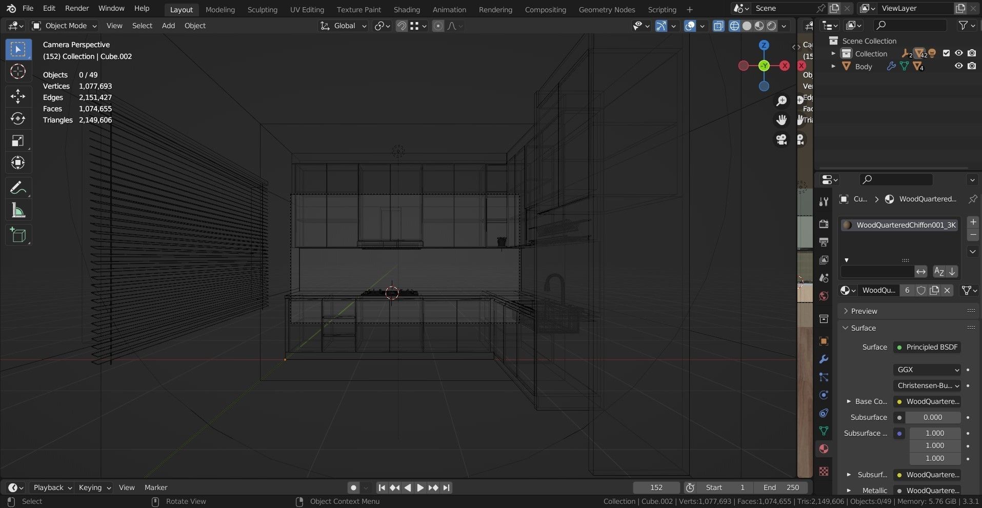 Modular Kitchen Cabinet with Sink Cooker and Hob 3D model_3