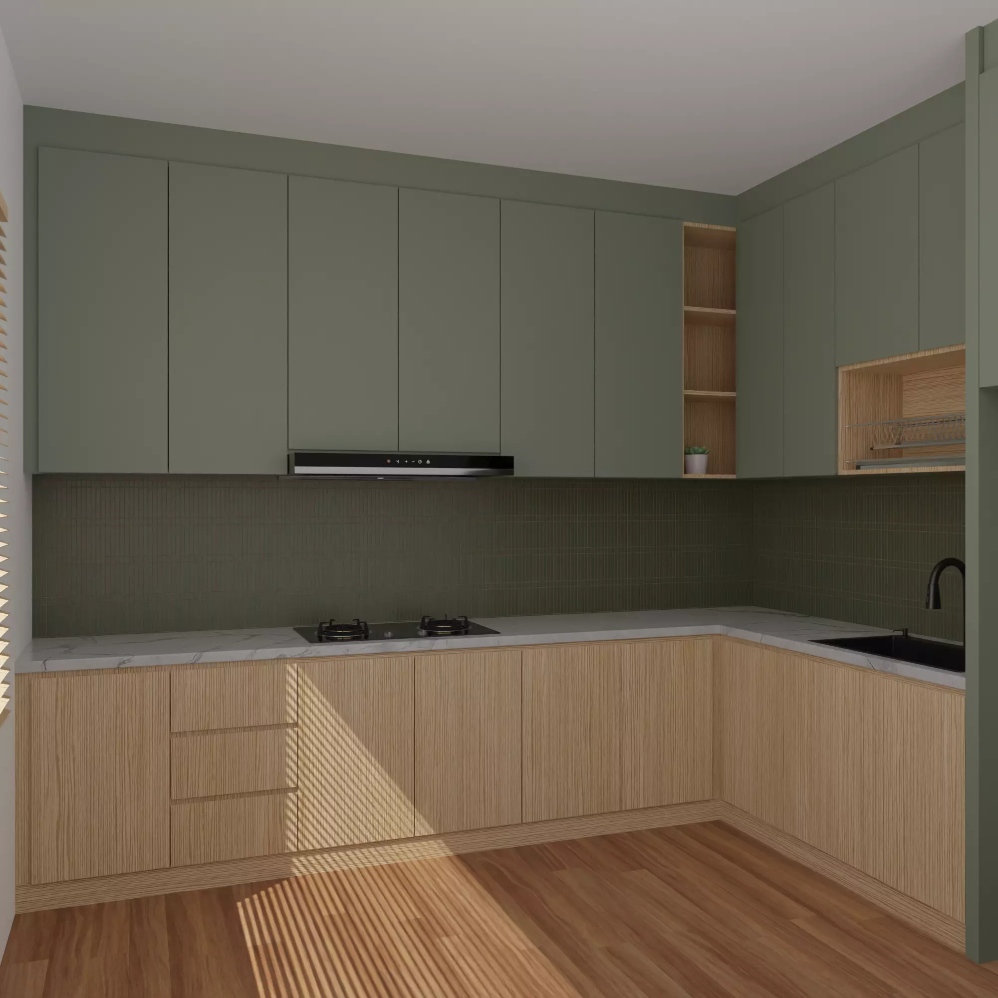 Modular Kitchen Cabinet with Sink Cooker and Hob 3D model_0