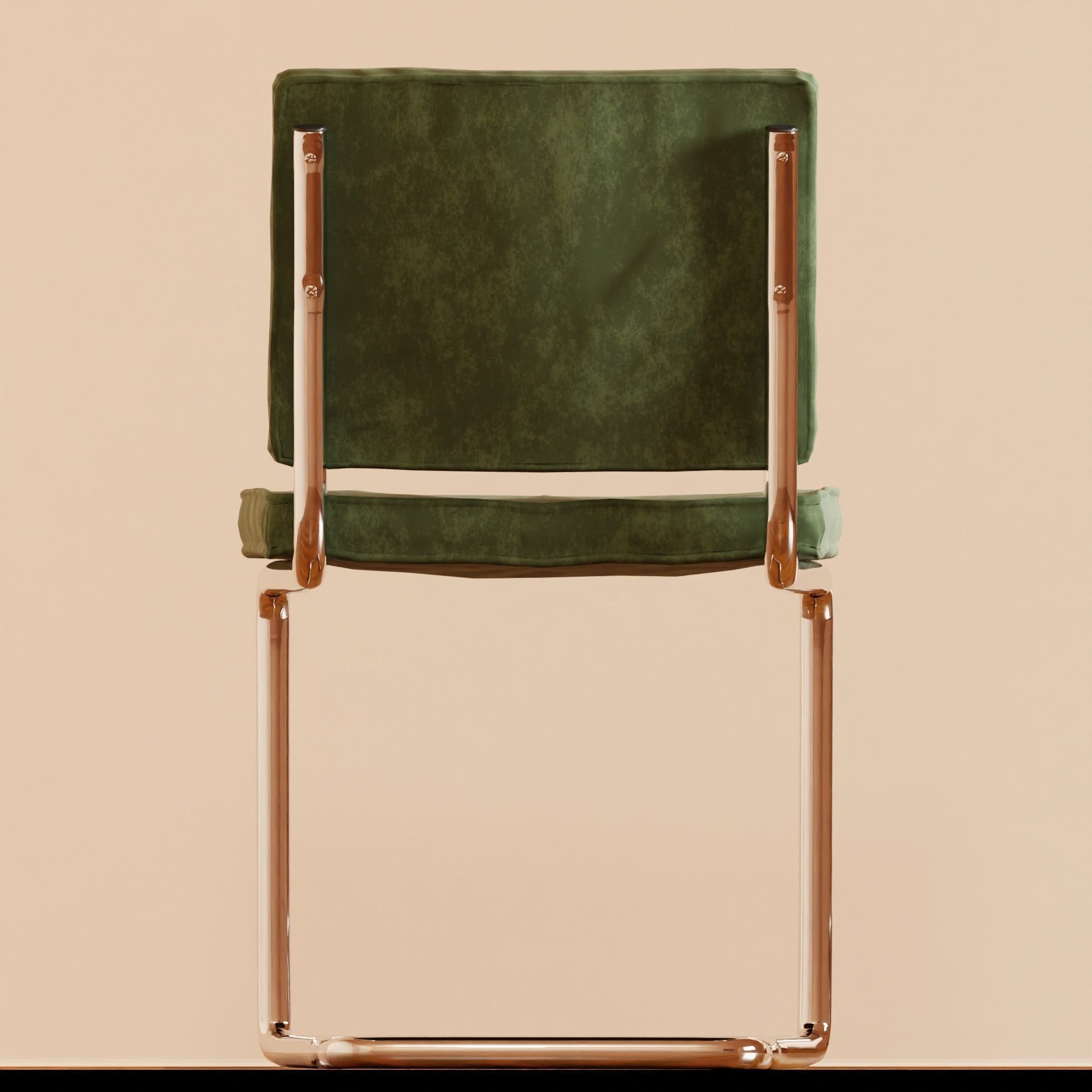 Aesthetic Green Velvet Interior Chair with Metal Frame 3D model_5