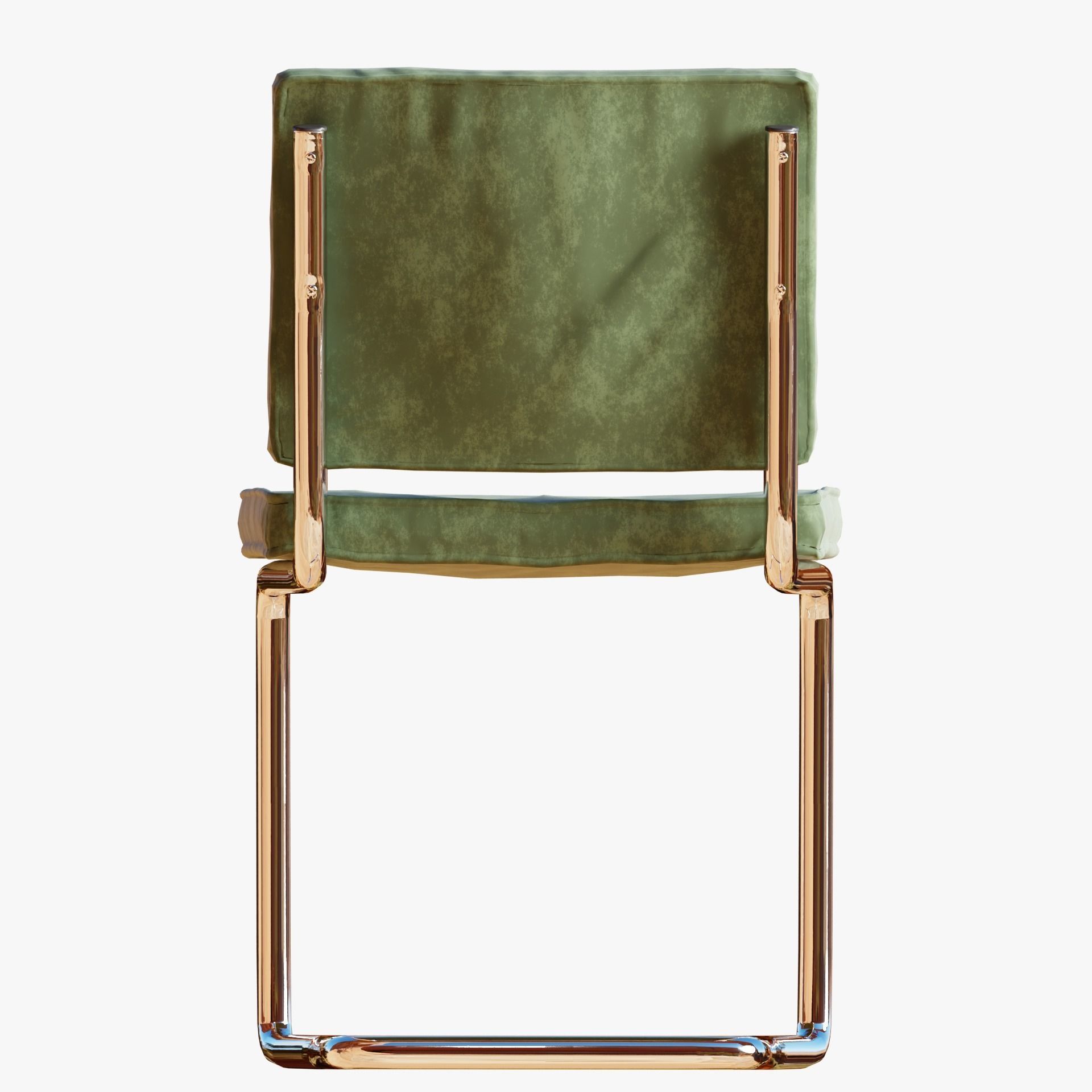 Aesthetic Green Velvet Interior Chair with Metal Frame 3D model_13