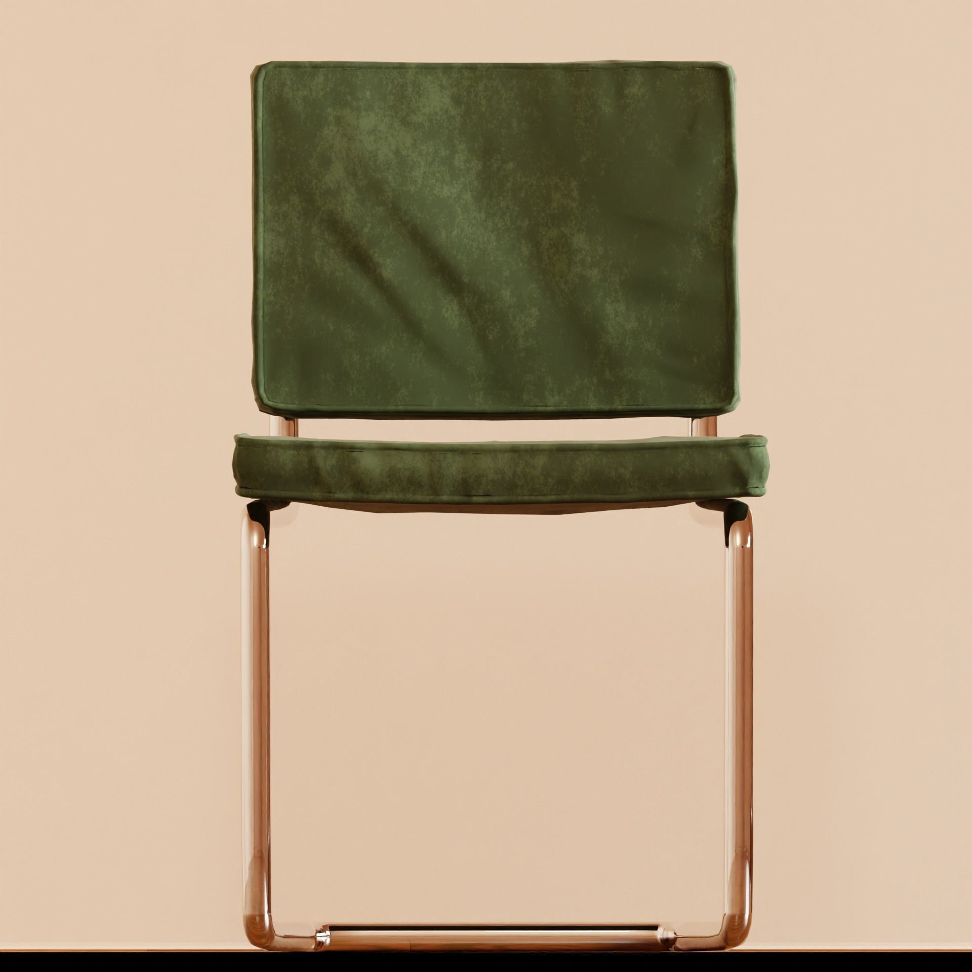 Aesthetic Green Velvet Interior Chair with Metal Frame 3D model_3