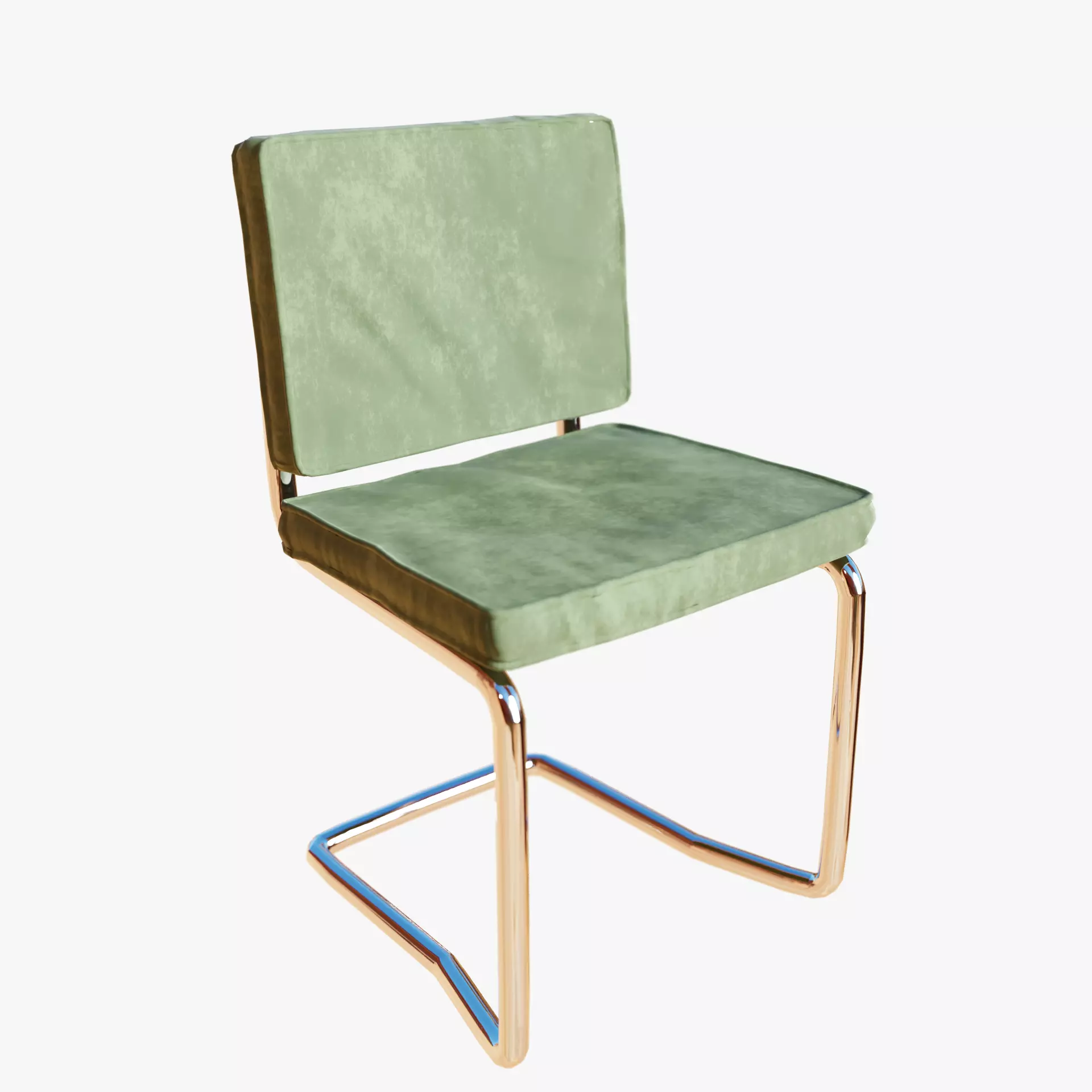 Aesthetic Green Velvet Interior Chair with Metal Frame 3D model_0