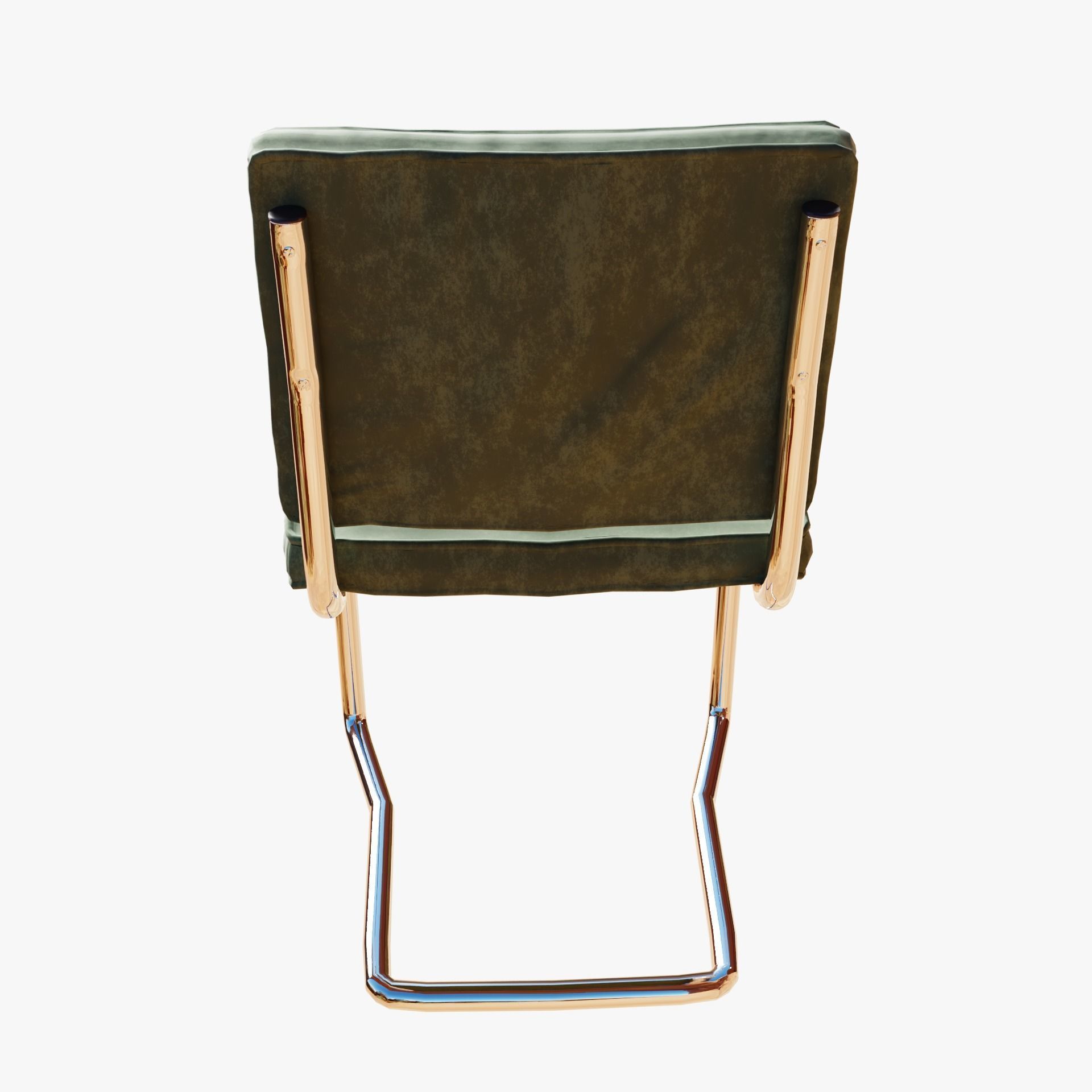 Aesthetic Green Velvet Interior Chair with Metal Frame 3D model_7
